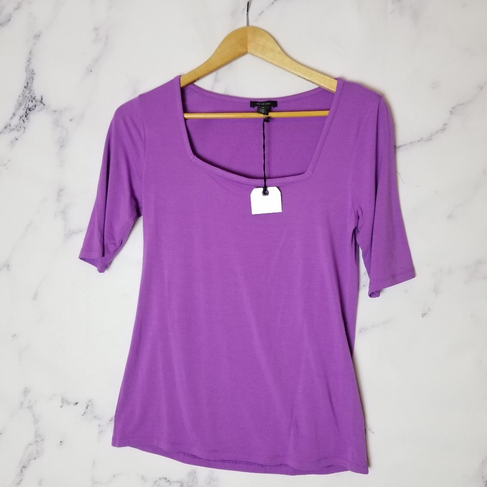 HALOGEN Square neck Purple Top, Size Medium